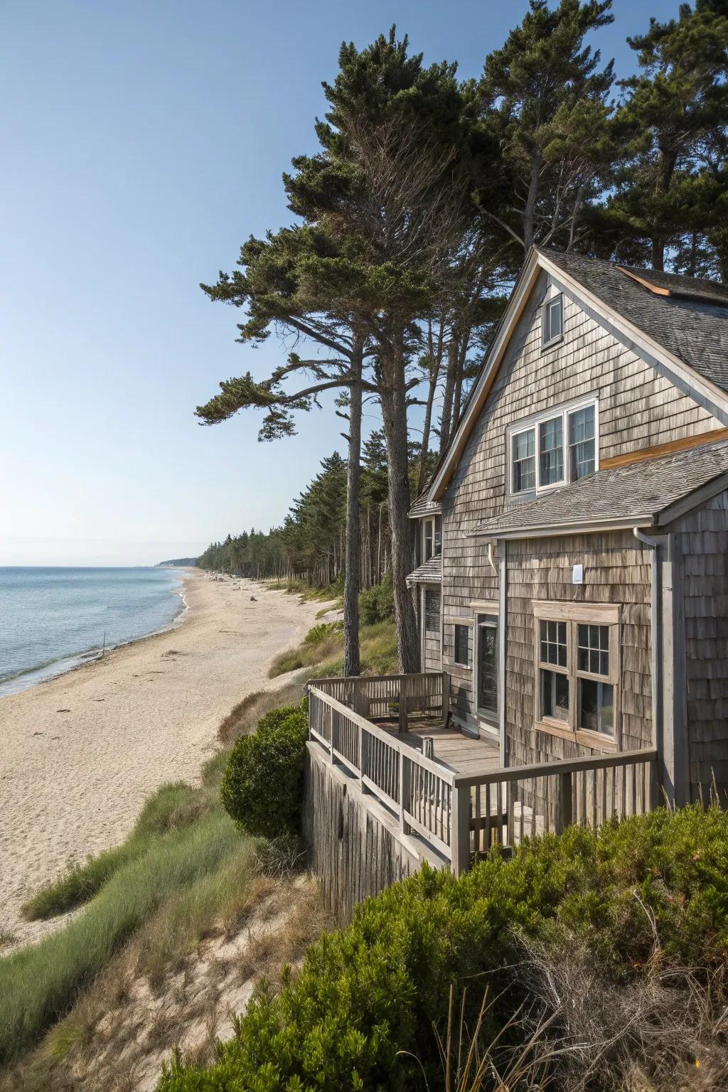 Wood shingle siding offers a warm, beachy charm.