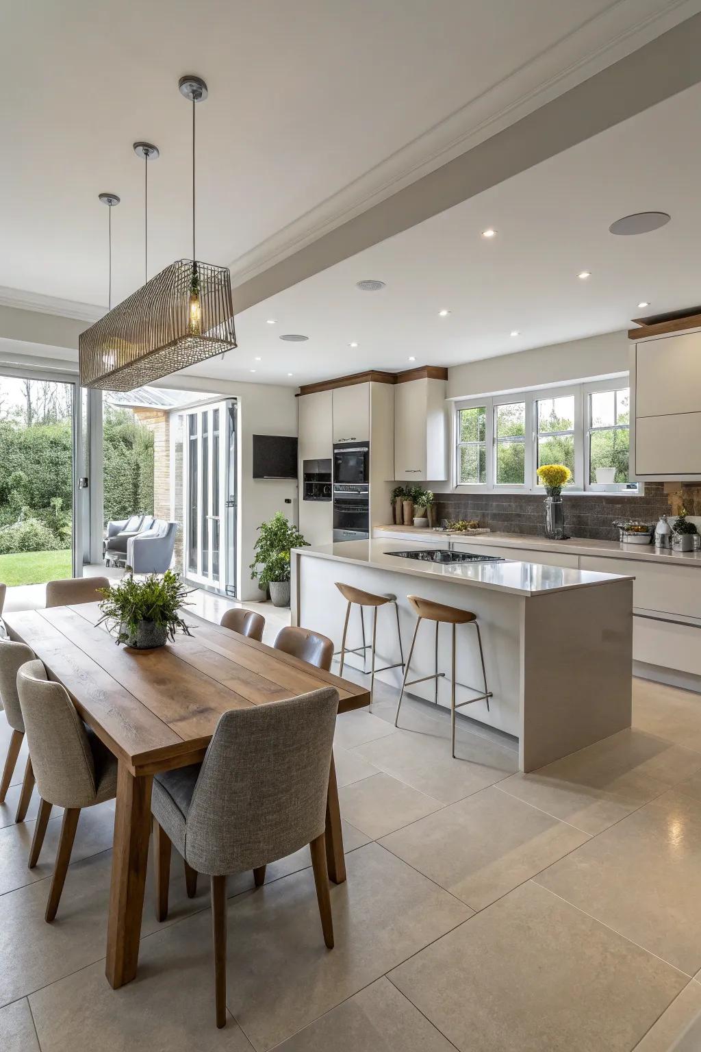 A seamless link between cooking and dining spaces.