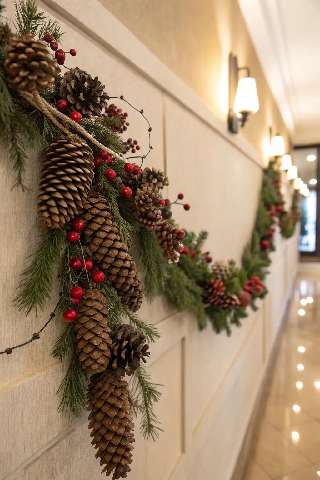 A rustic wreath imparting organic allure to the décor.
