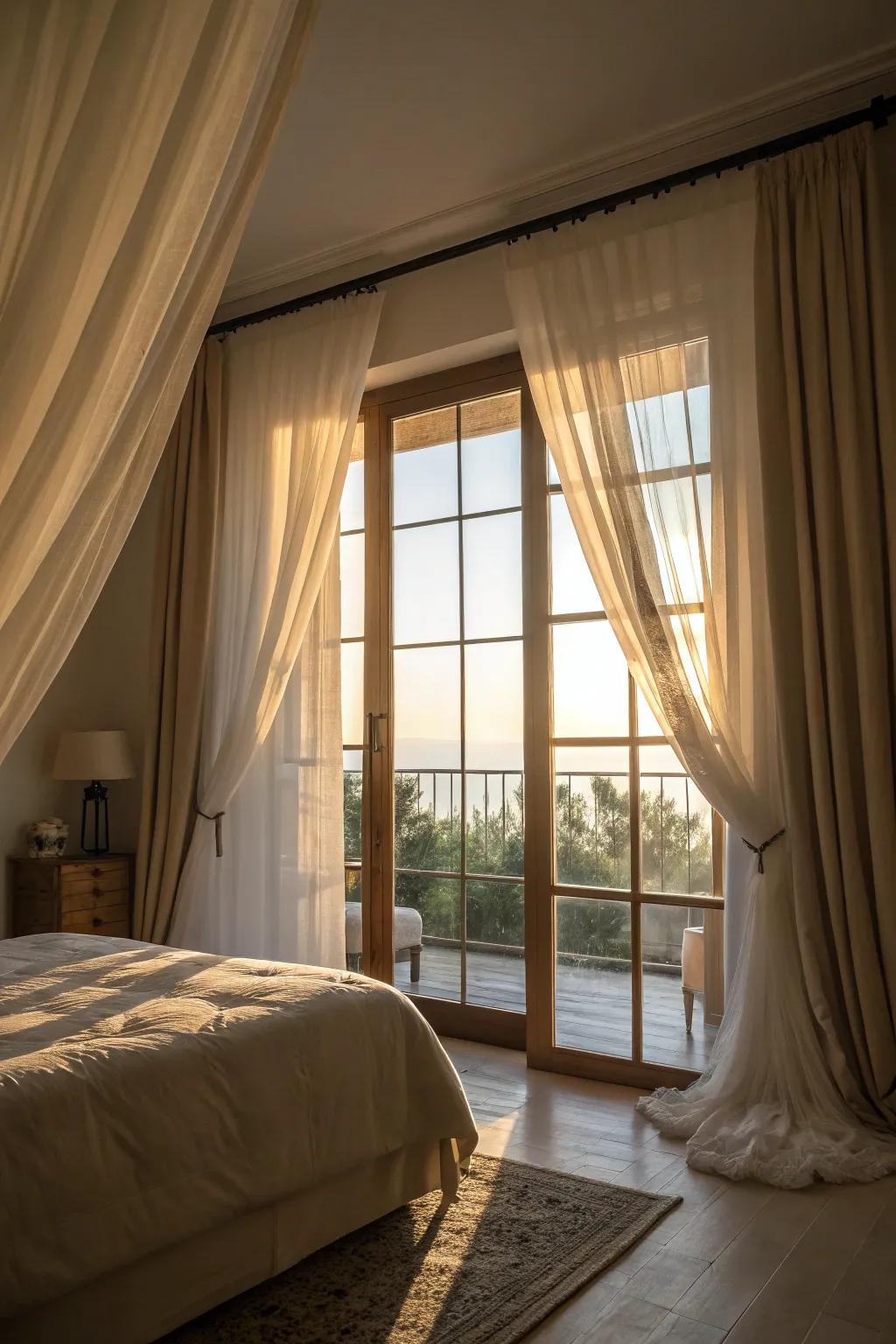 Elegant curtains enhance privacy and add style.