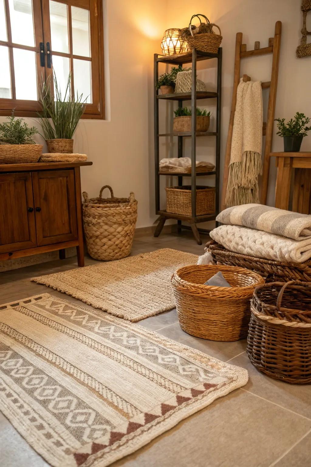 A room enriched with woven textures and coastal charm.