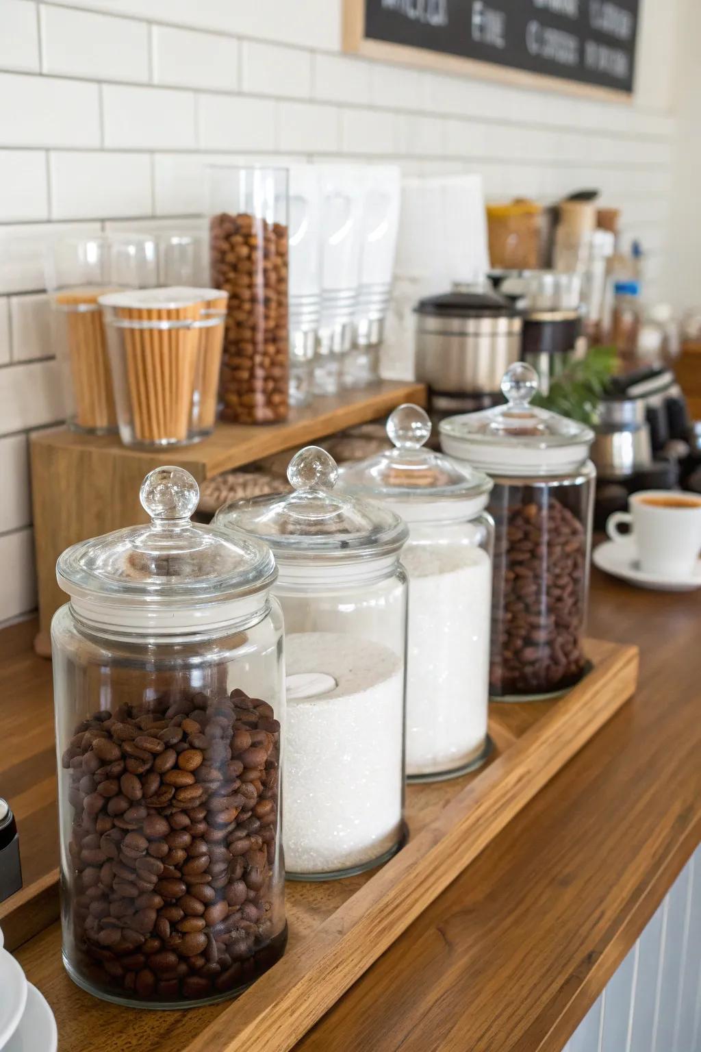 Jars and containers keep your must-haves organized and visually appealing.