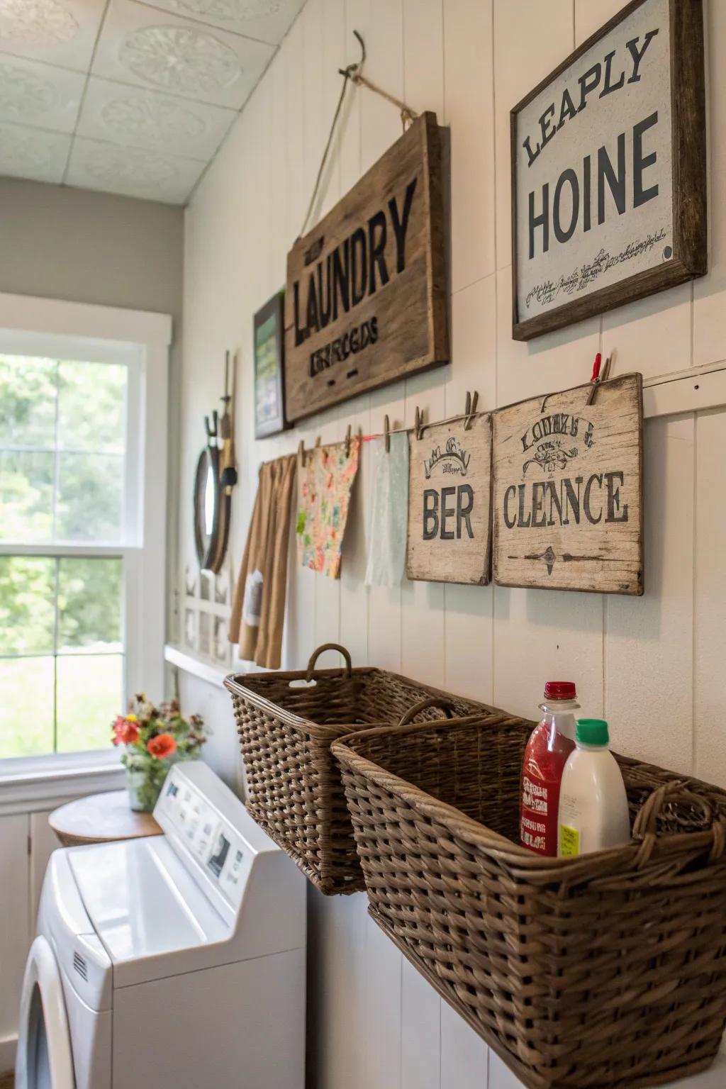 Ornamental boards apply a personal touch to your wash space.