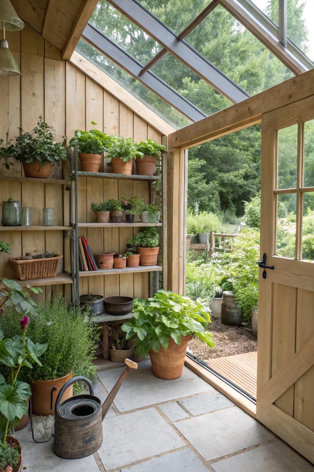 A thriving mini greenhouse for plant enthusiasts.