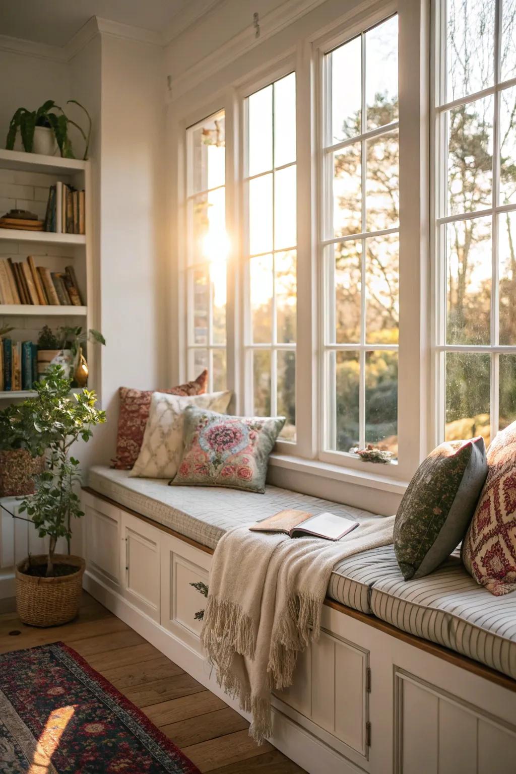 Custom-made window nook providing a perfect nook for relaxation