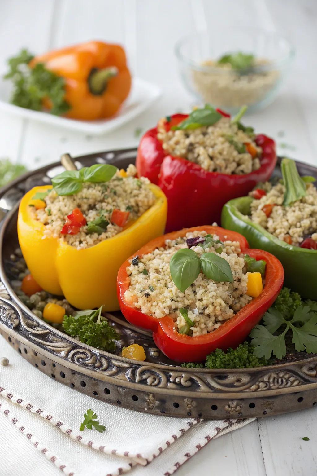 Celebratory packed peppers, a vibrant and healthful holiday offering.