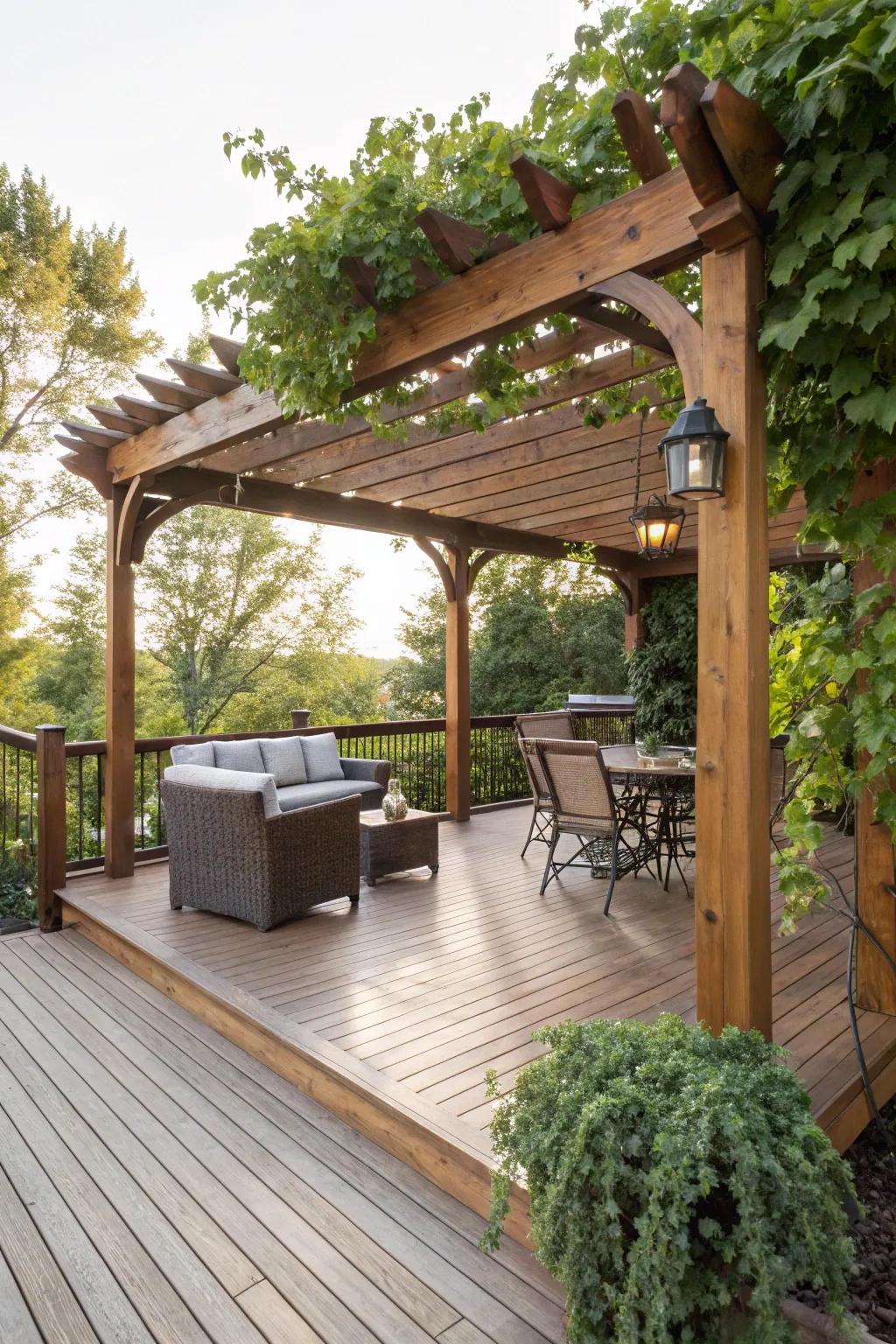 Your deck will be more stylish and have useful shade thanks to a pergola.