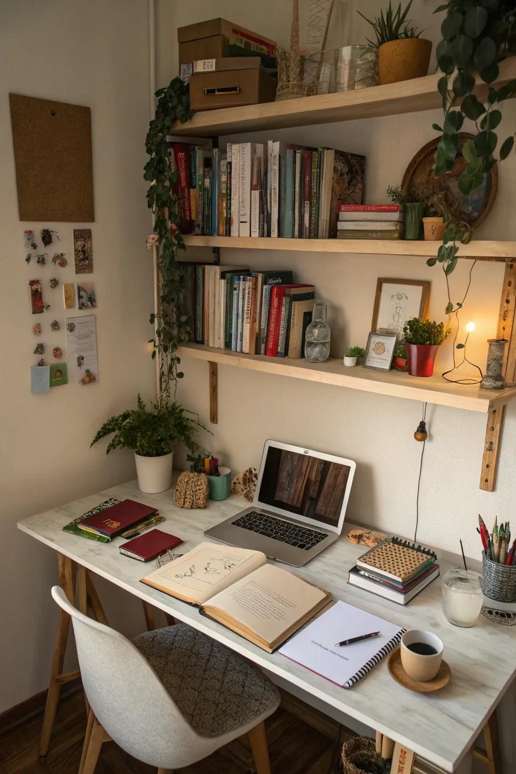 Integrated shelving: Storage that blends perfectly.