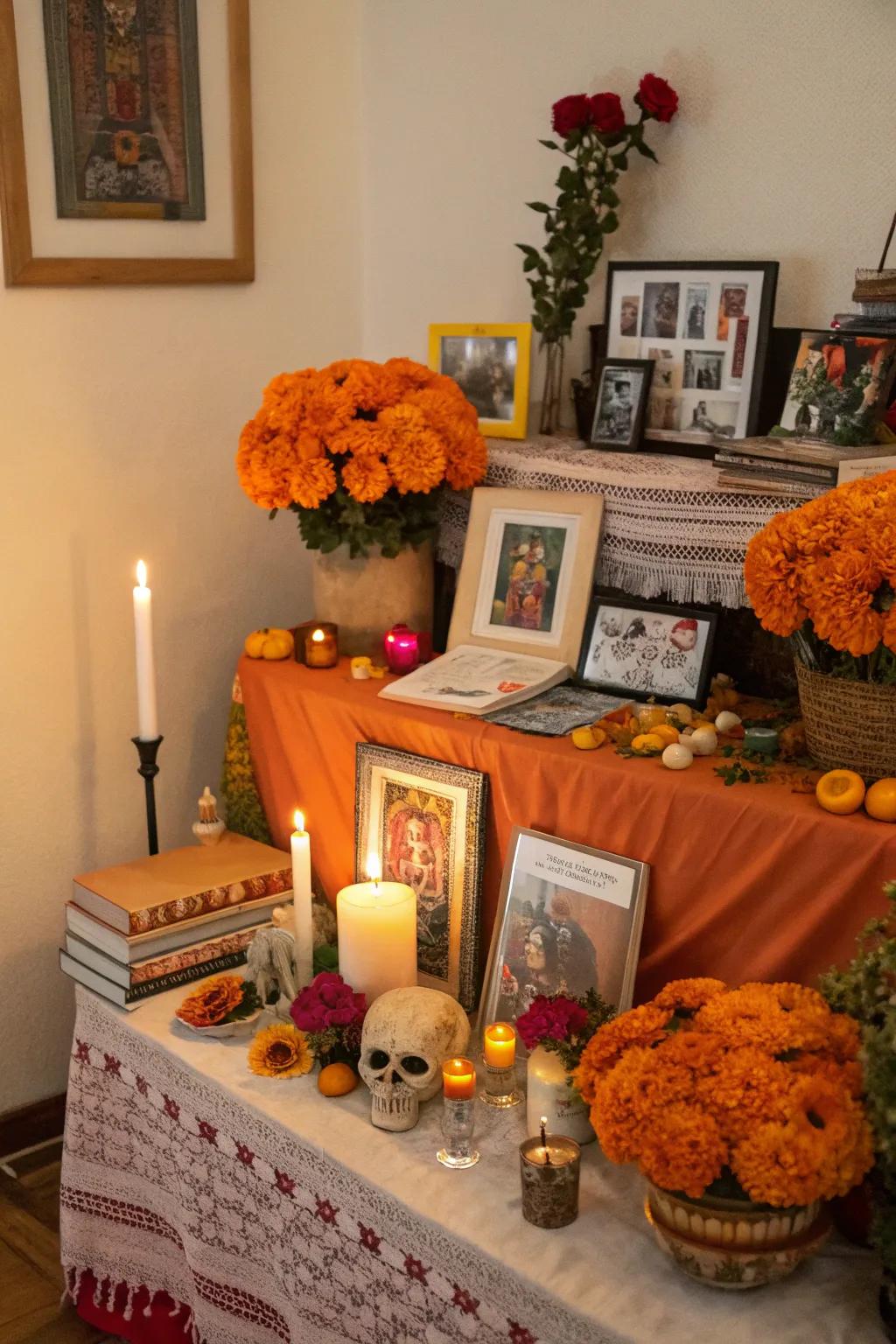 Personal objects make the altar unique and meaningful.