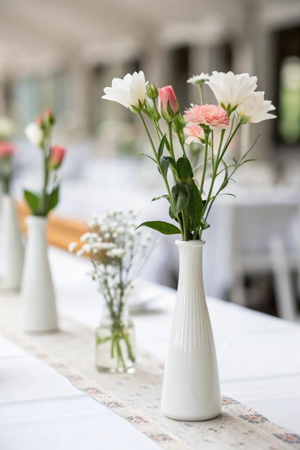 Simple refinement is achieved with individual-stem flower containers.