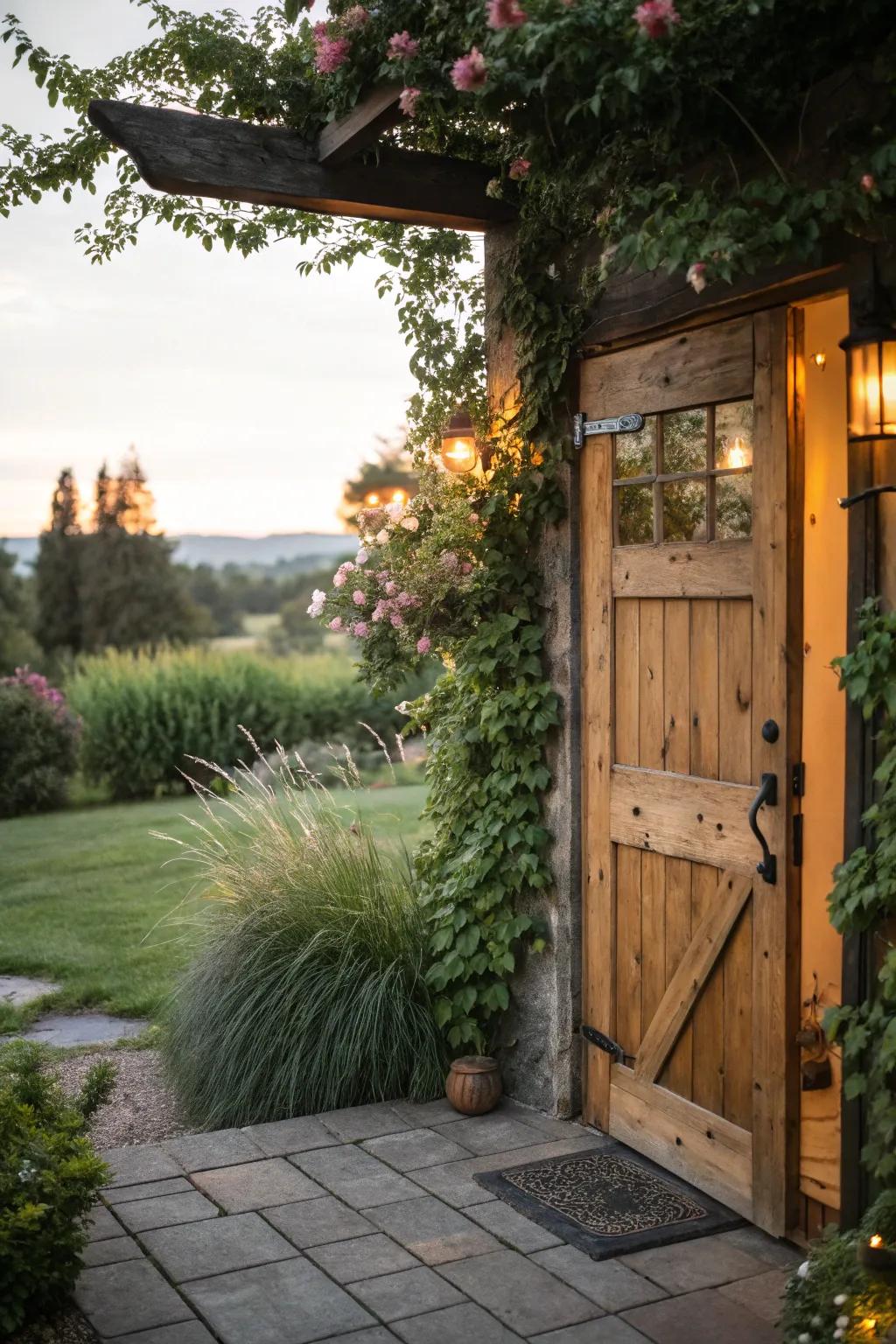 Take in the warmth of country blueprint with a charming farmhouse door.