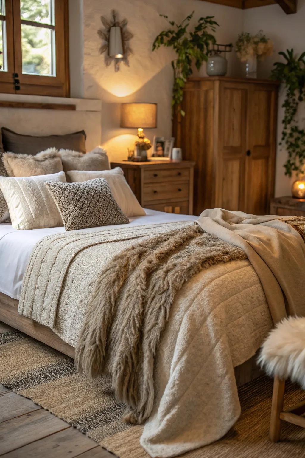 Inviting feels make the bedroom feel warm and welcoming.