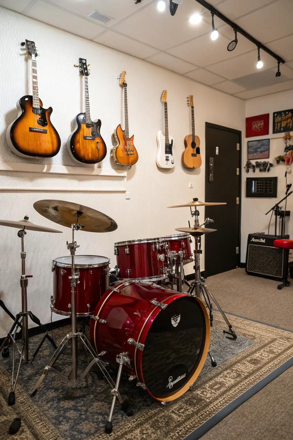 Instruments on walls give depth to your decor.