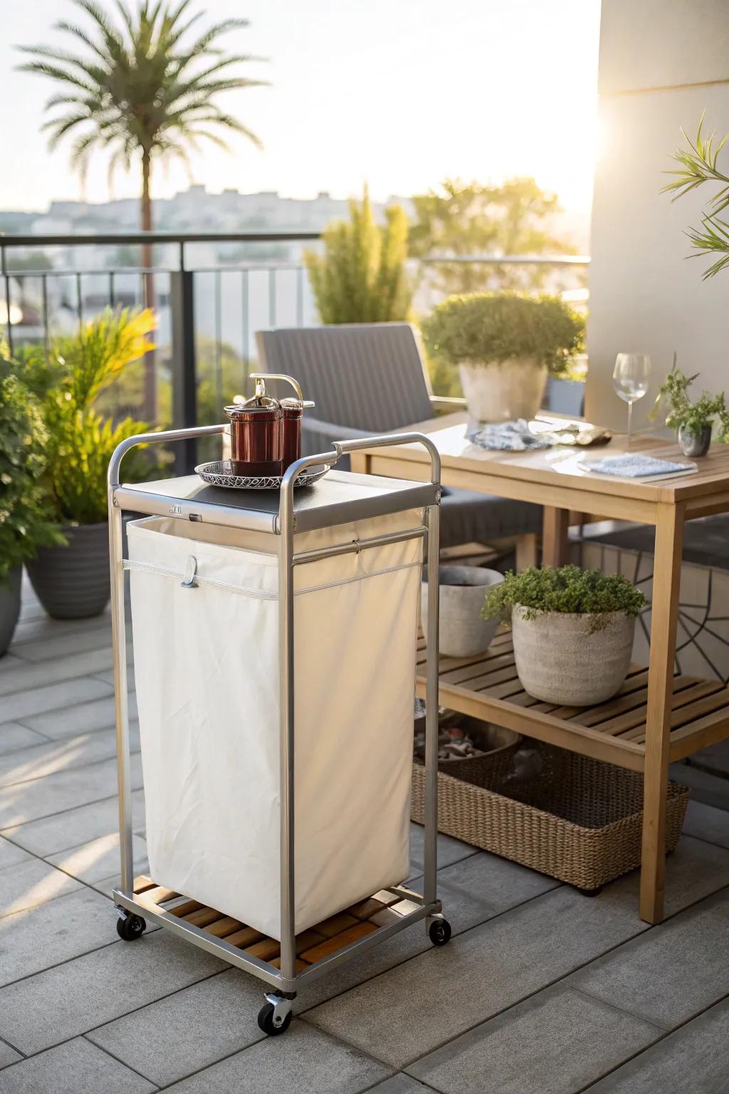 Wheeled carriers provide both mobility and elegance for trash receptacles.