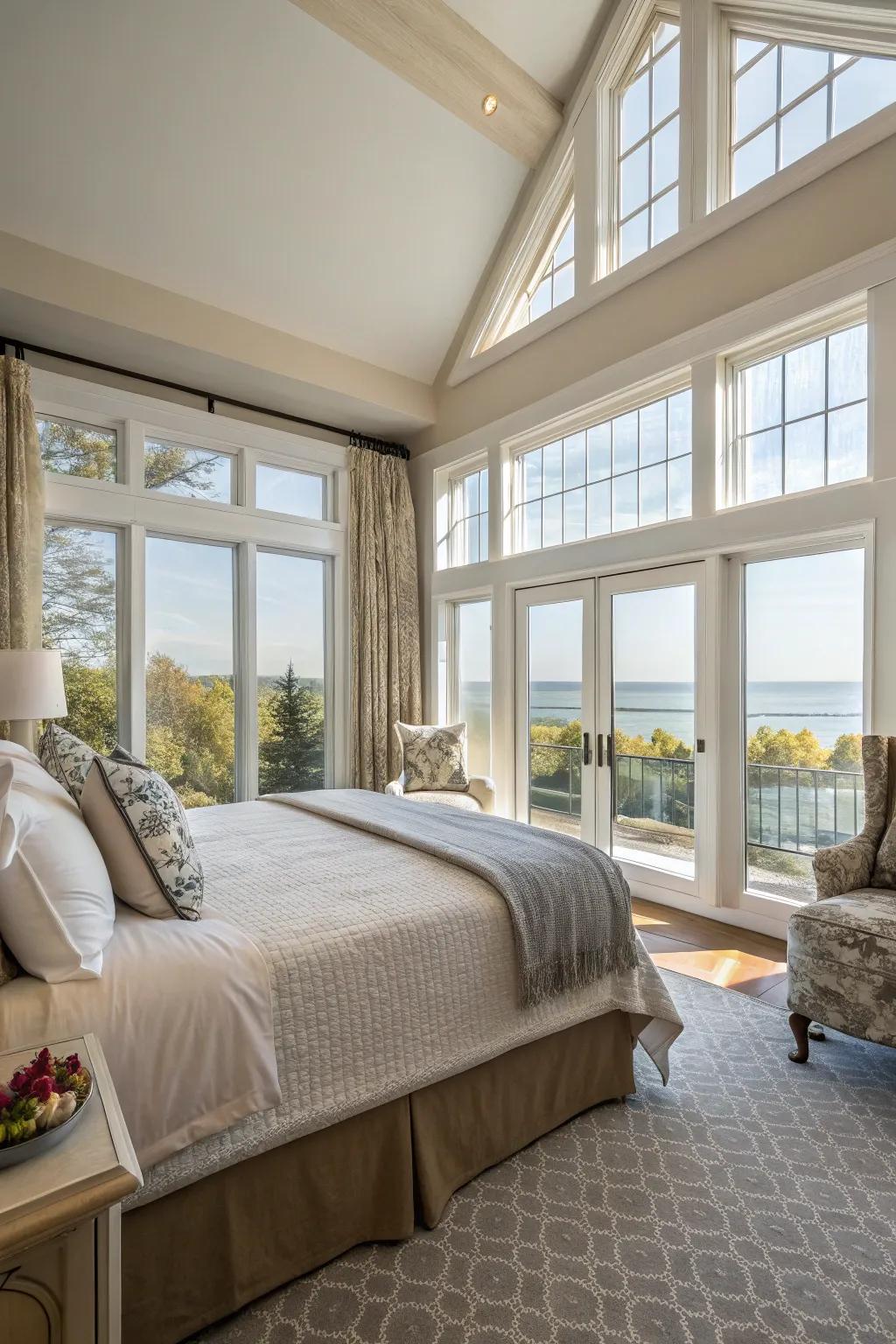 Expansive windows invite light and connect with nature.
