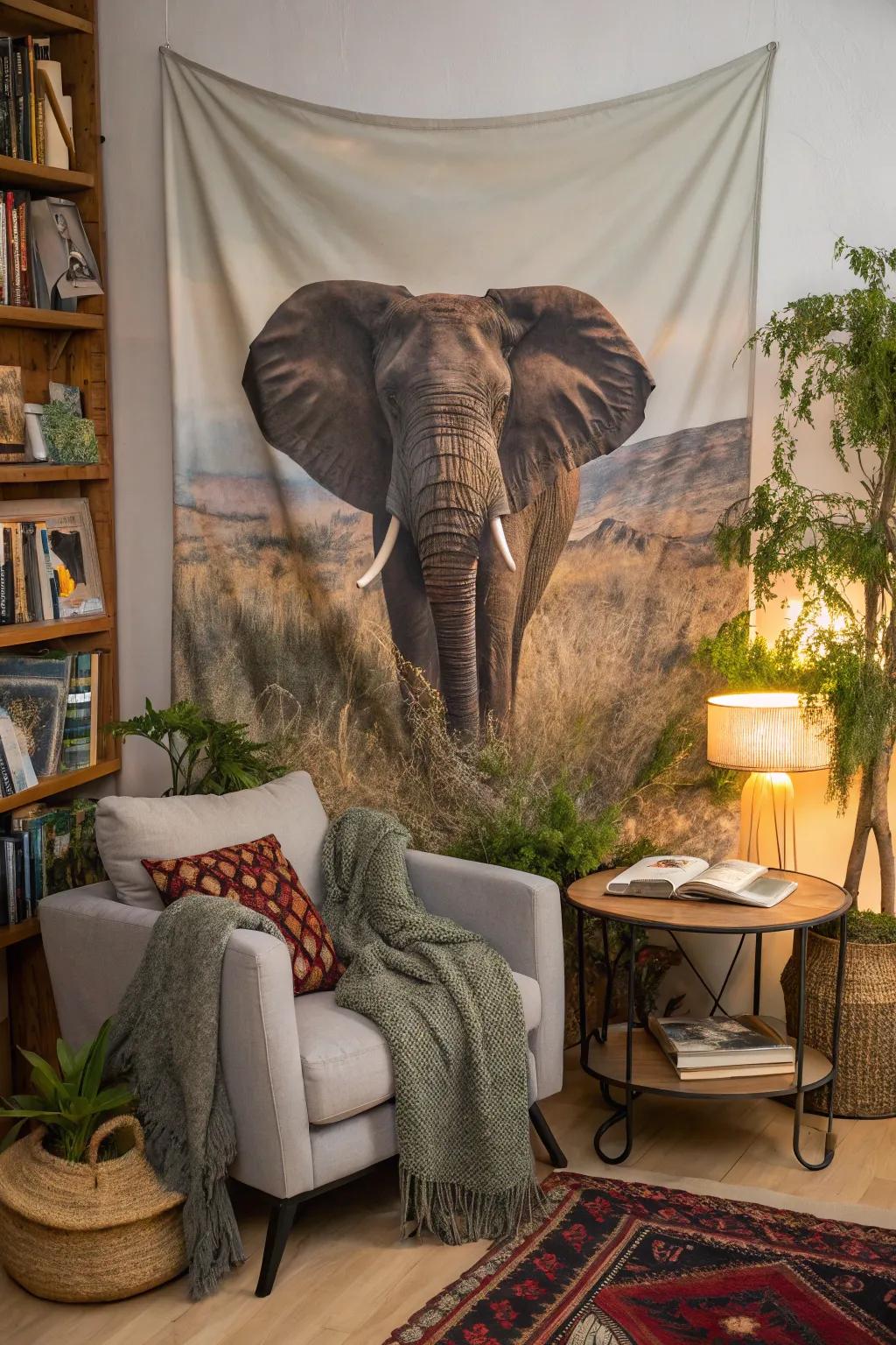 Pachyderm tapestries create a remarkable and cozy centerpiece in any space.