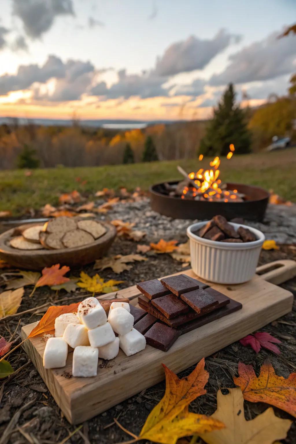 Indulge in premium sweet treats next to a cozy fire.