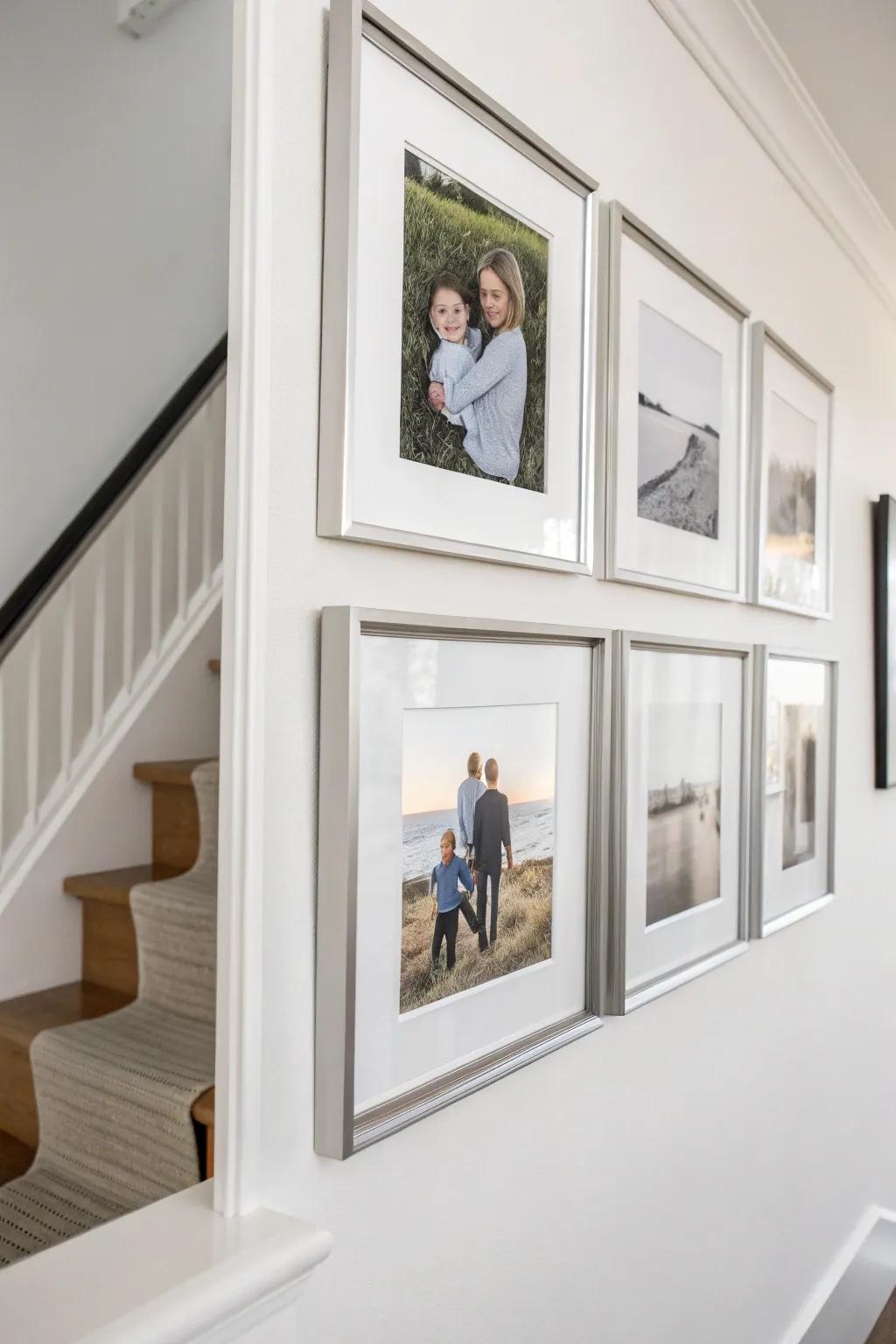 Modern frames creating a sleek photo display