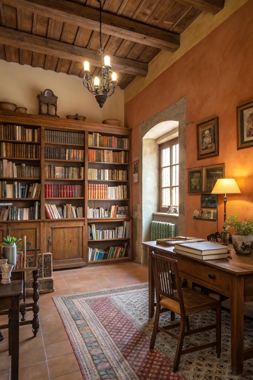 Grounded shades on the walls create a calming and welcoming atmosphere.