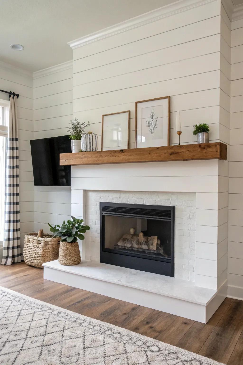 Suspended mantels craft a streamlined, minimalist aesthetic.