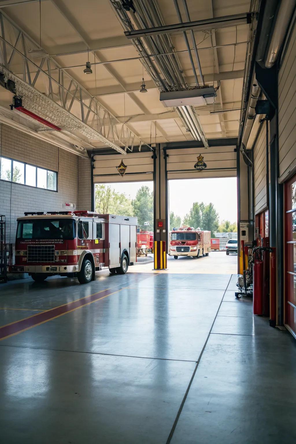 Vehicle bays designed for accessibility and readiness.