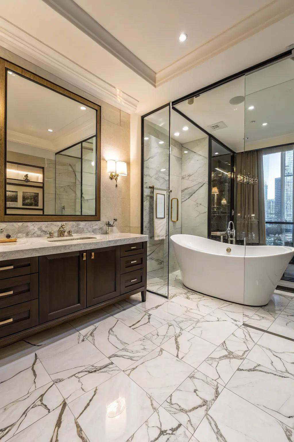Grandeur and sophistication through quartzite-look tiles.
