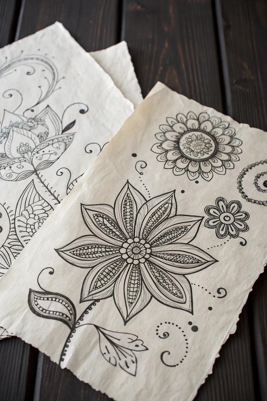 Inky elegance in black and white adds sophistication.