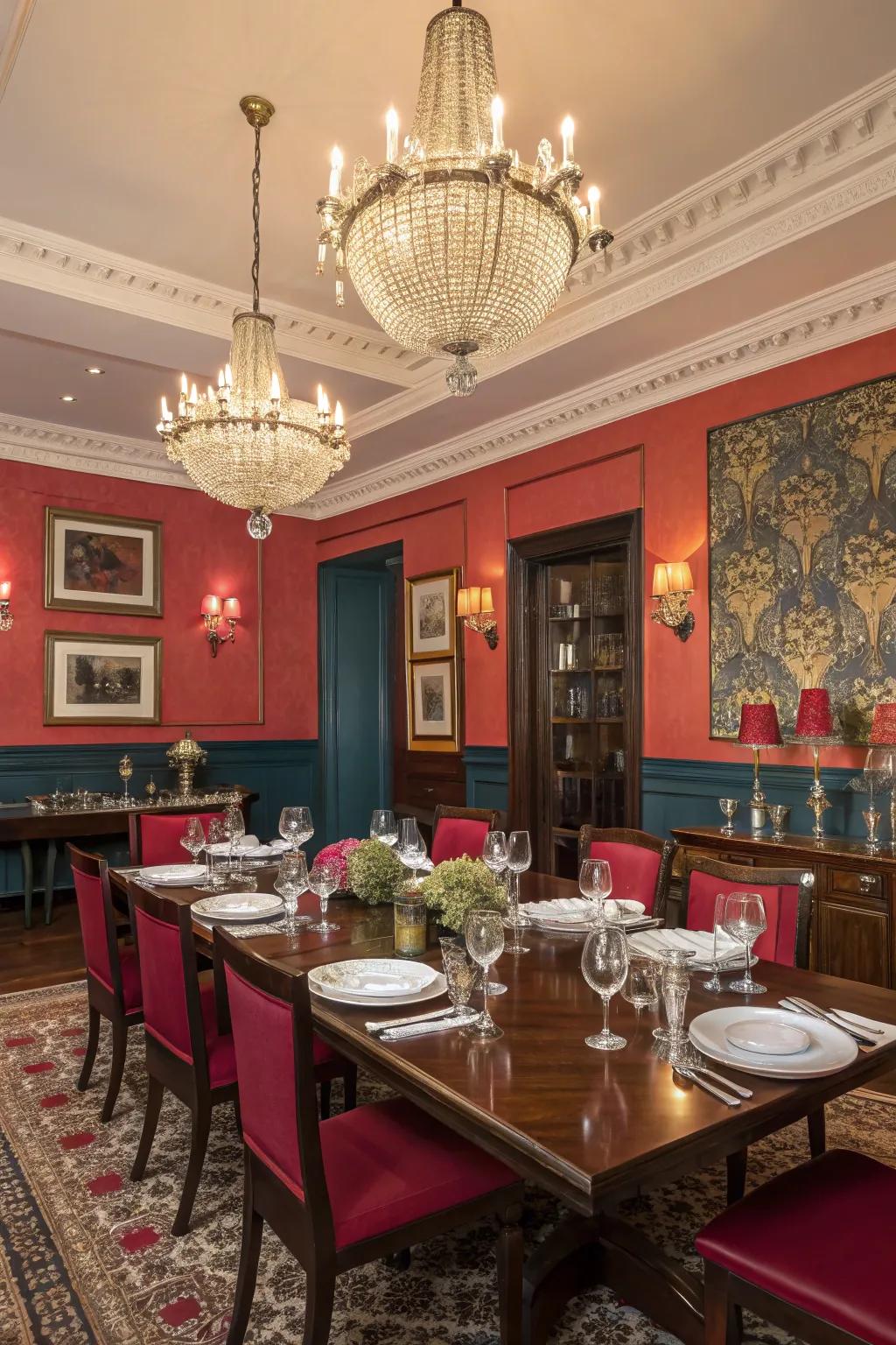 The right color palette can transform your dining room into a dramatic or serene space.