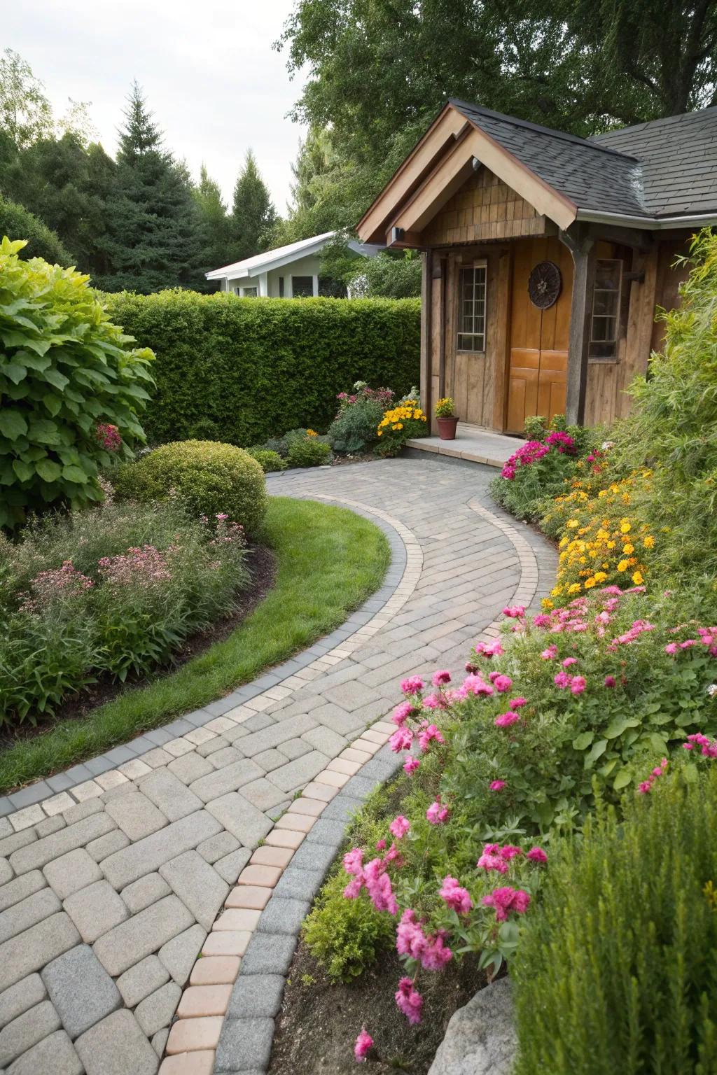 Curved routes add a graceful flow to your entrance.
