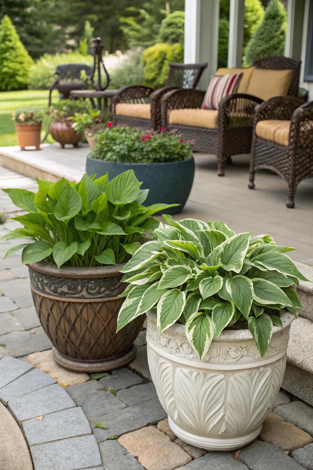 Vessel planting affords flexibility and impressive focal aspects.
