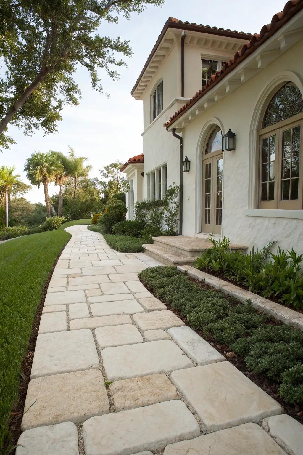 Chalk stone pavers offer a bright and adaptable option for any home.