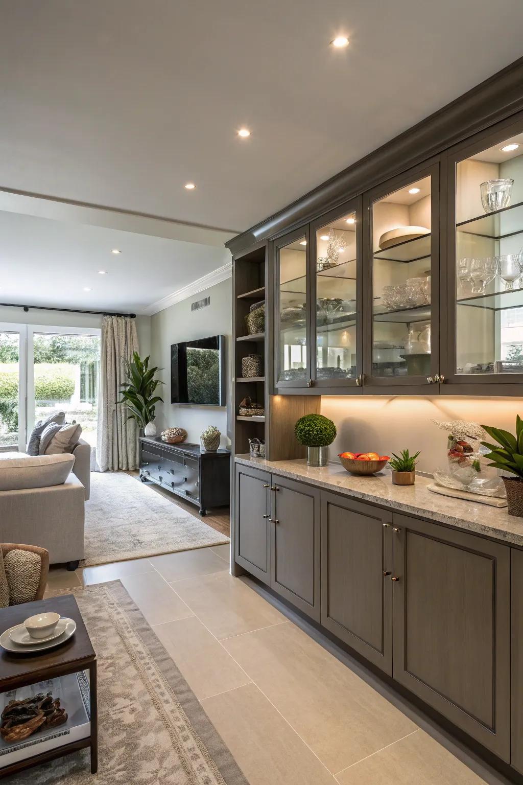 Easy storage keeps the space neat and tidy.