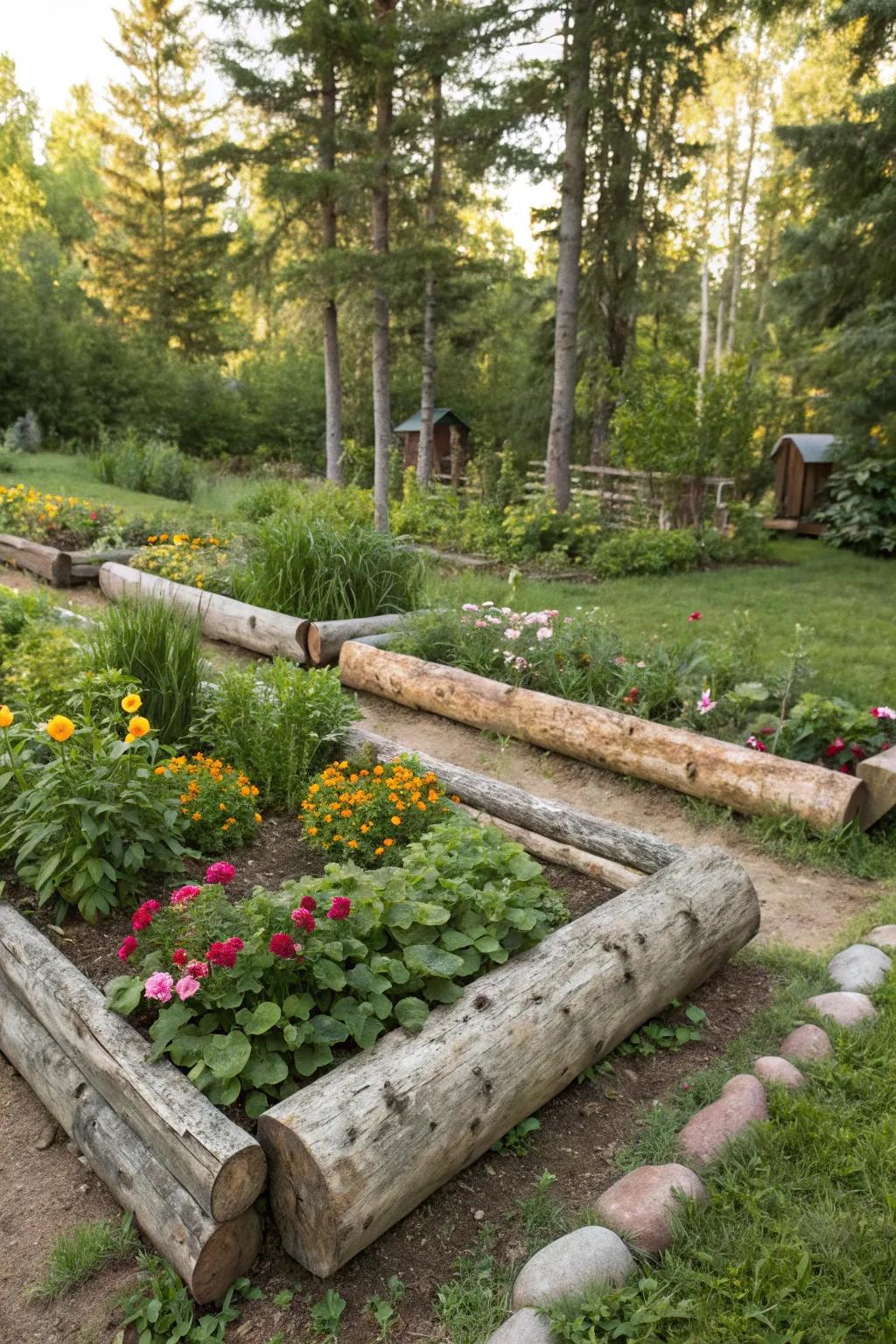 Tree trunks fashion agrarian boundaries that harmonize exquisitely with the natural world.