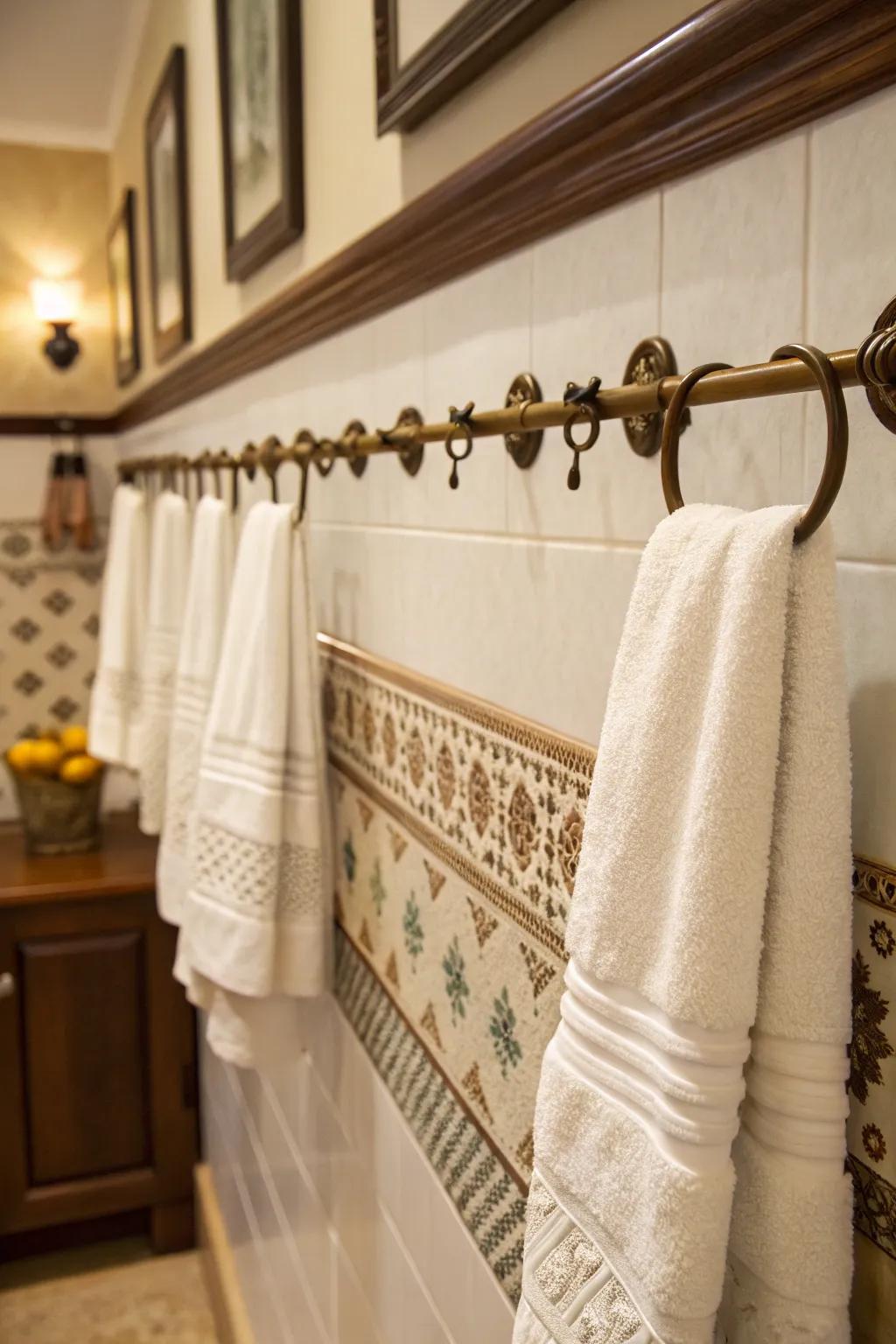 With decorative pegs, towel displays become wall art.