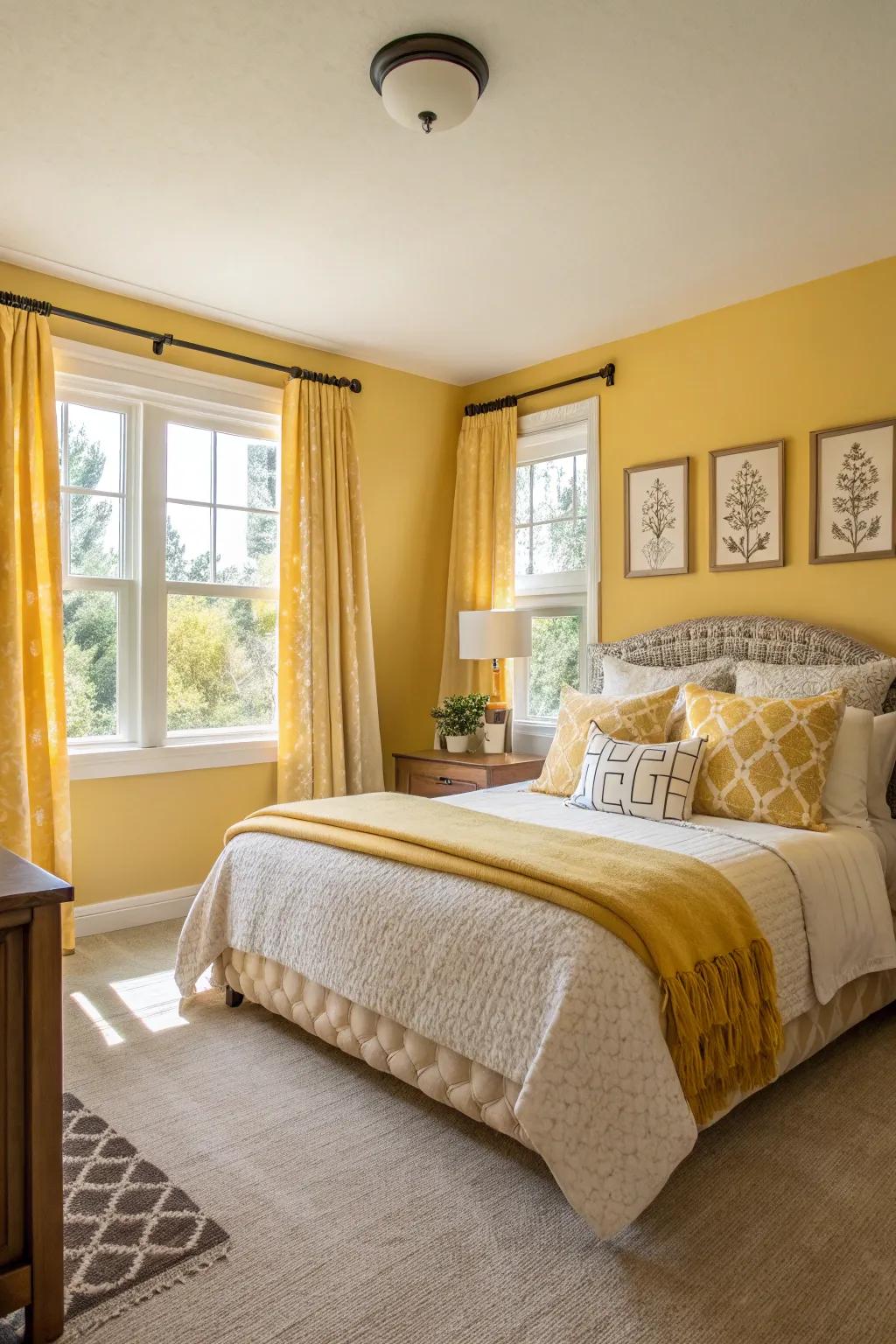 A guest room featuring radiant yellow details to brighten every stay.