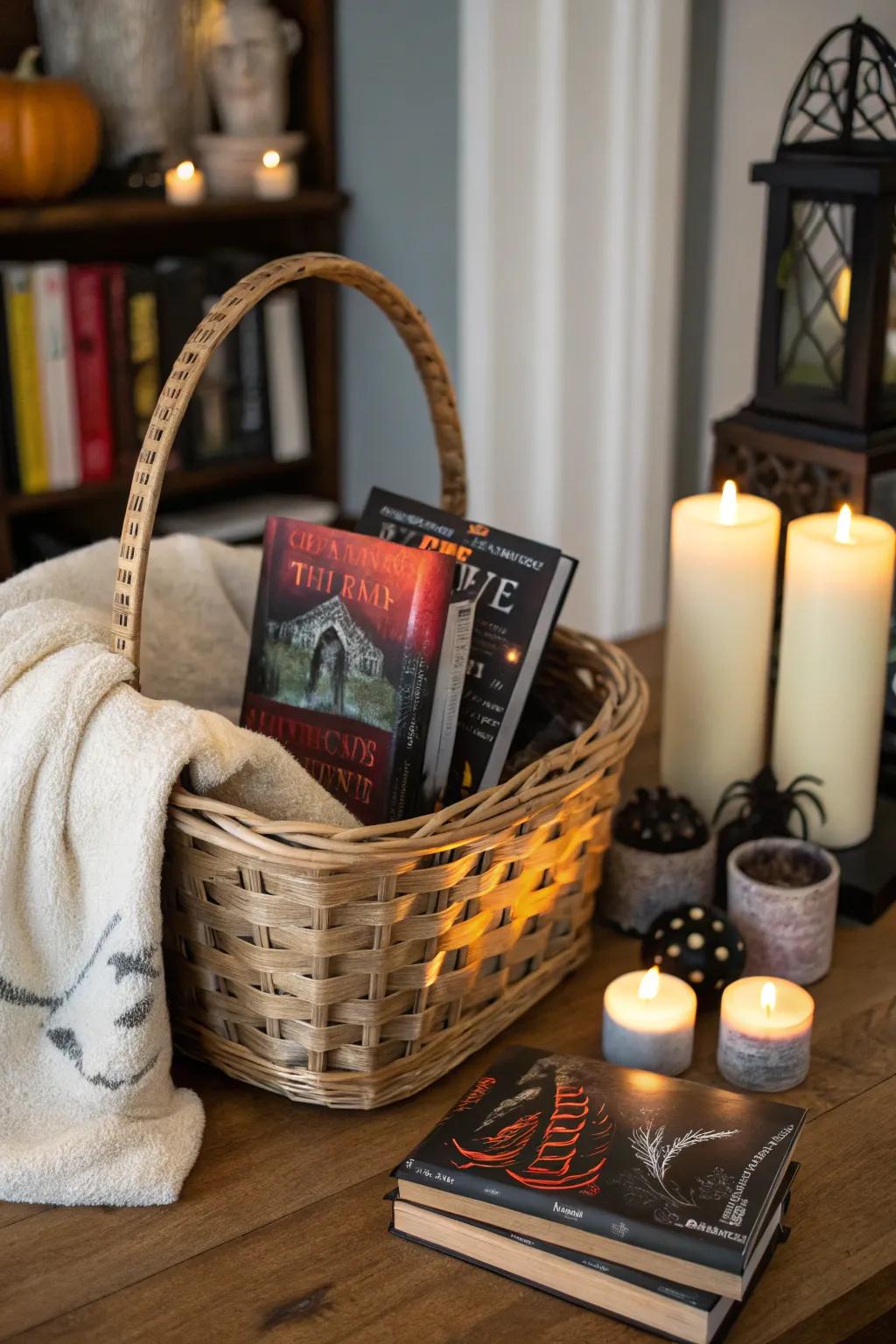 A bookish retreat with a spooky flair for Halloween.