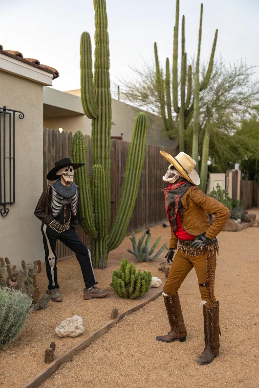 Cowboy skeletons bring a taste of the wild west to your Halloween decorations.