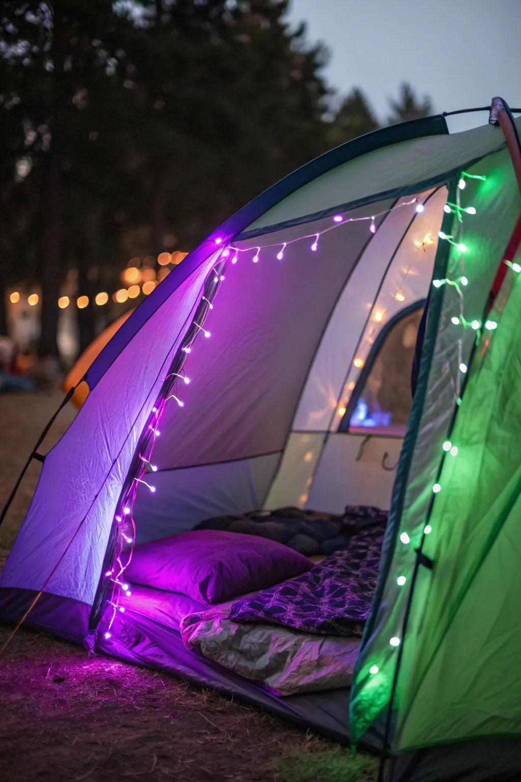Transform your tent using arcane illumination for a magical detail.
