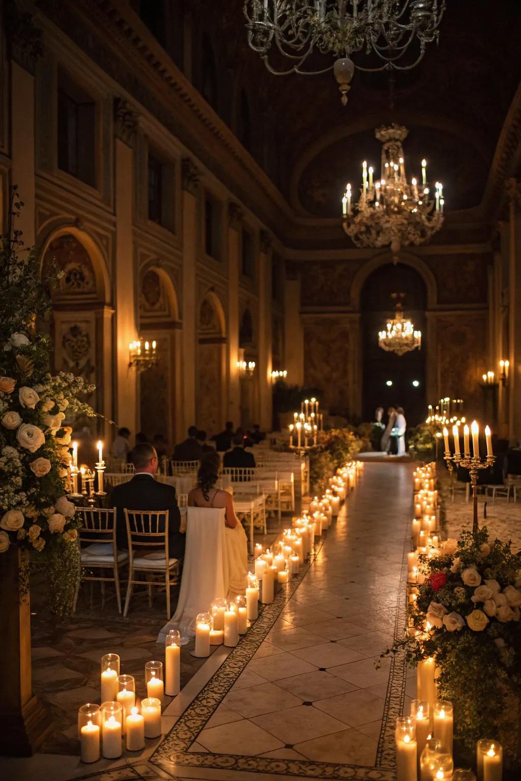 Lights create a warm and intimate vibe.