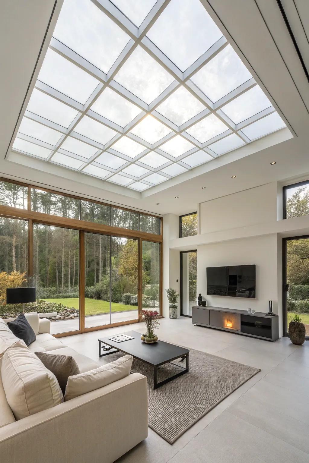 An up-to-date living space featuring emission panels that allow elegant and effective heat solutions.