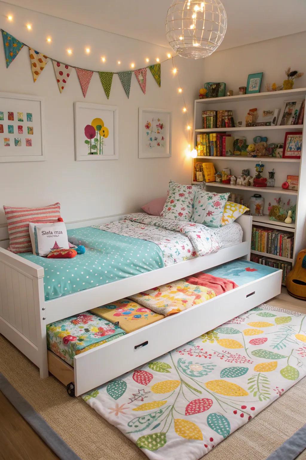 Slide-out bed perfect for kids' rooms