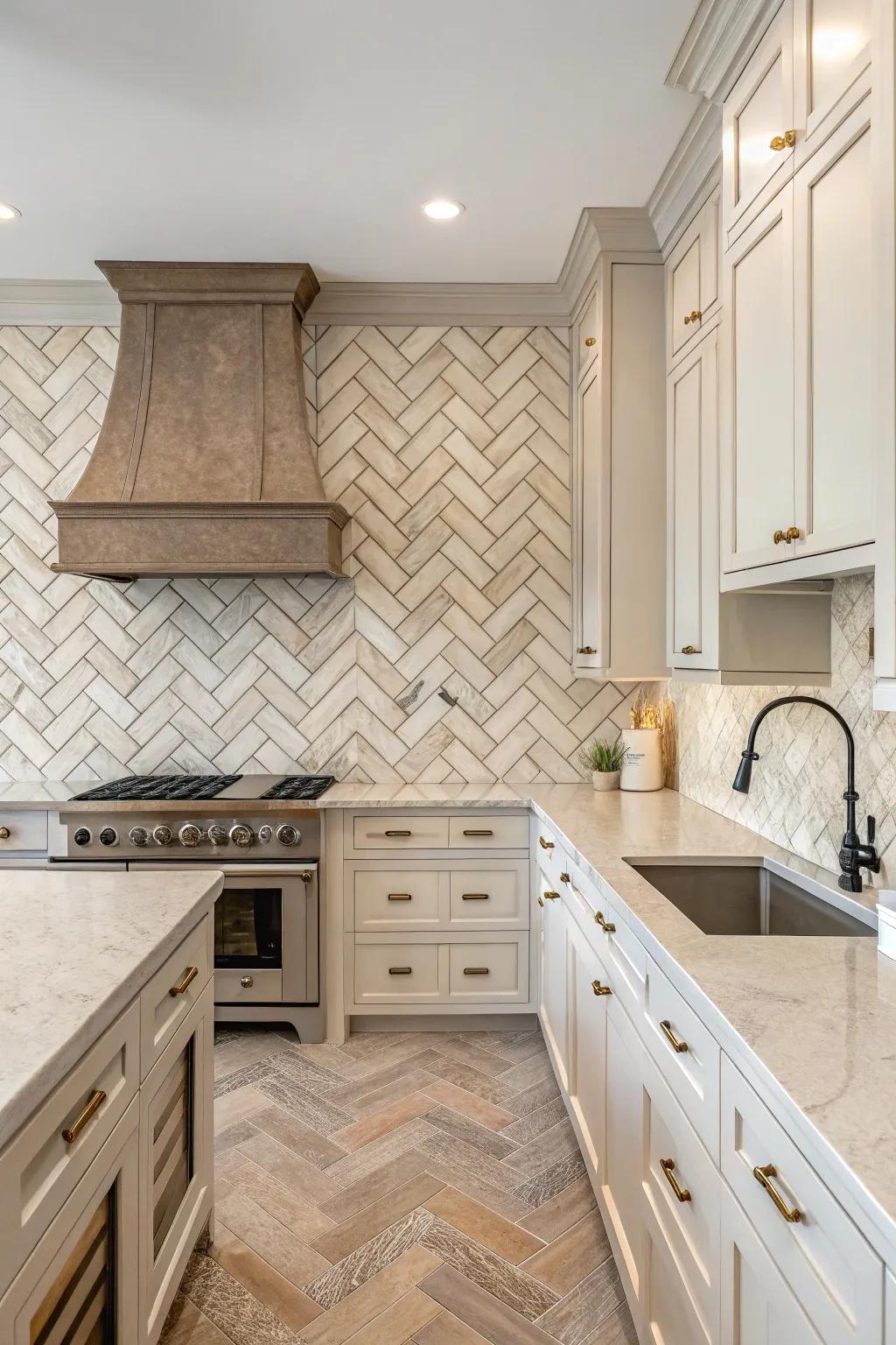 Herringbone design gives an ageless yet dynamic charm.