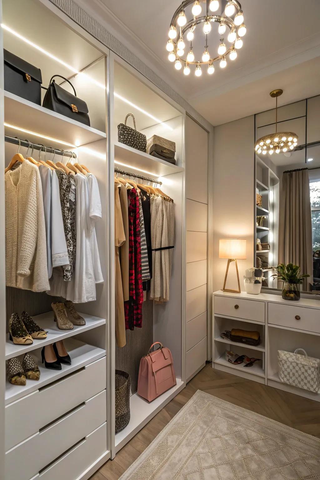 Enhance the appeal of your closet with the right lighting choices.