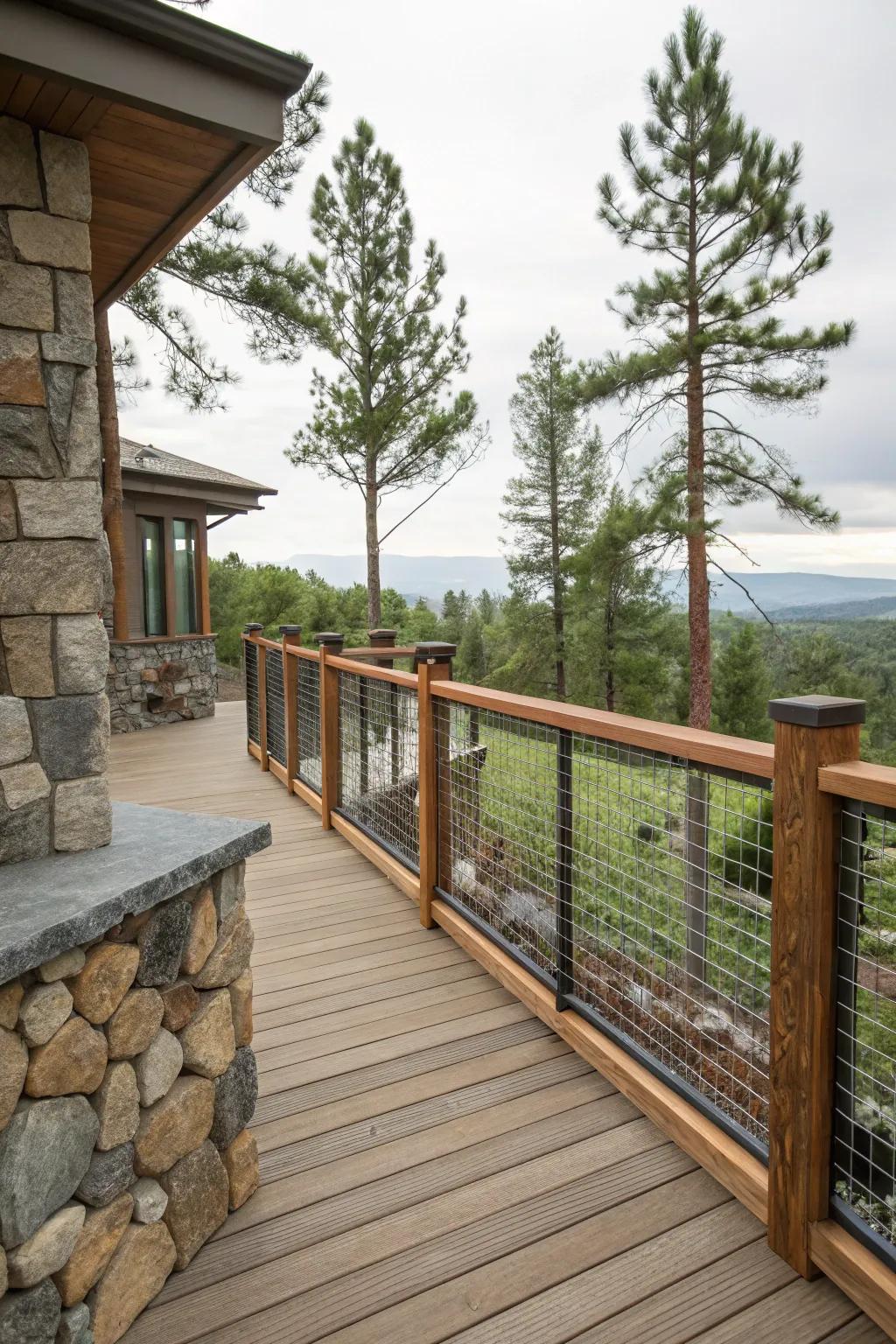 Mixing materials can personalize your deck railing design.