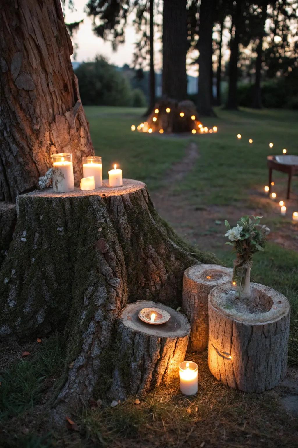 A tree base turns into a fashionable candle mount for welcoming evenings.