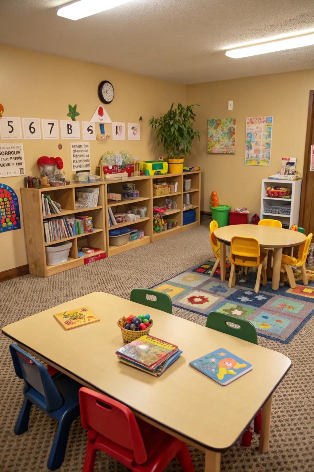 Child-friendly furniture for comfortable activities.