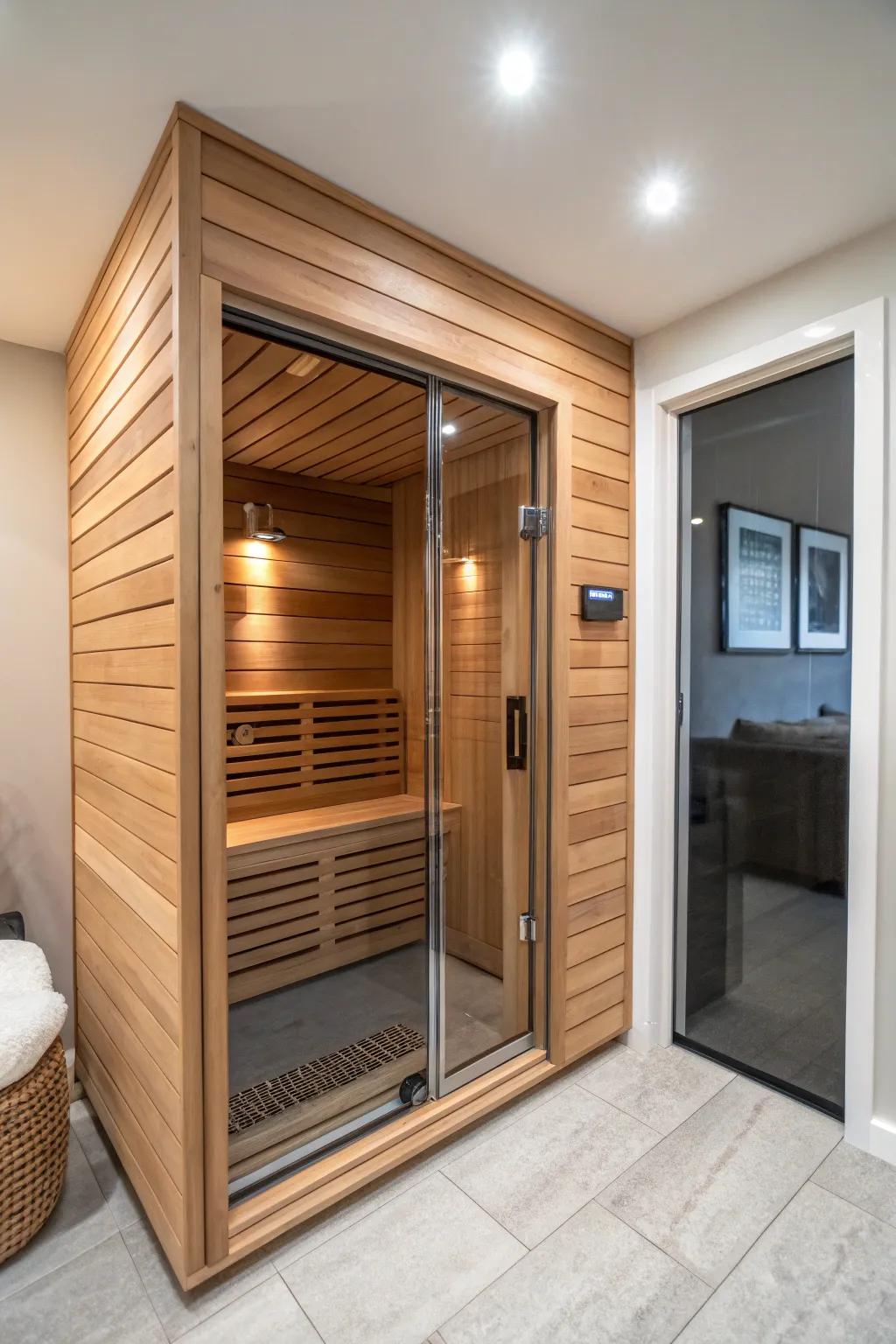 A small sauna maximizing a small space.