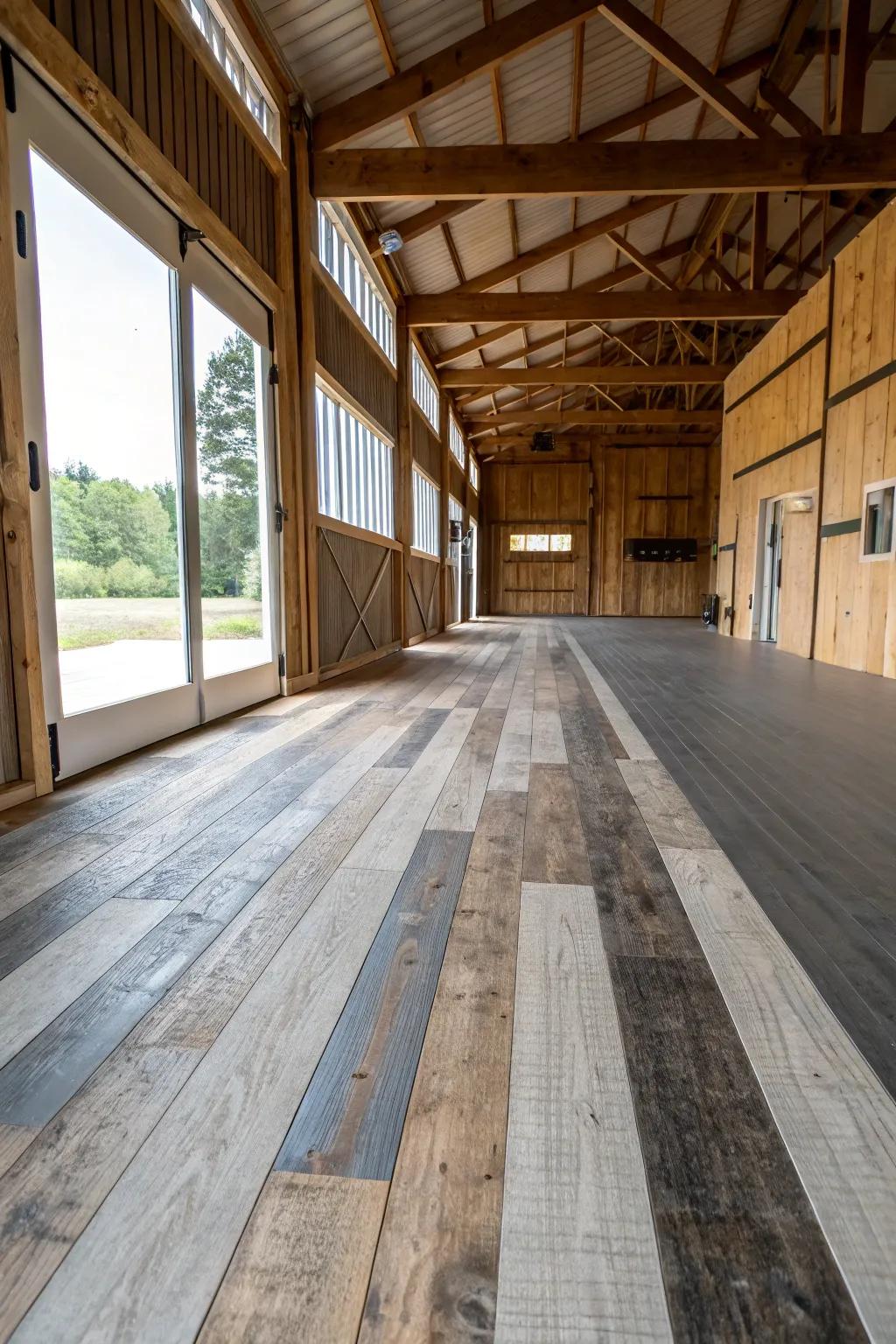 Vinyl flooring gives a strong and stylish choice, ideal for tailoring barn interiors.