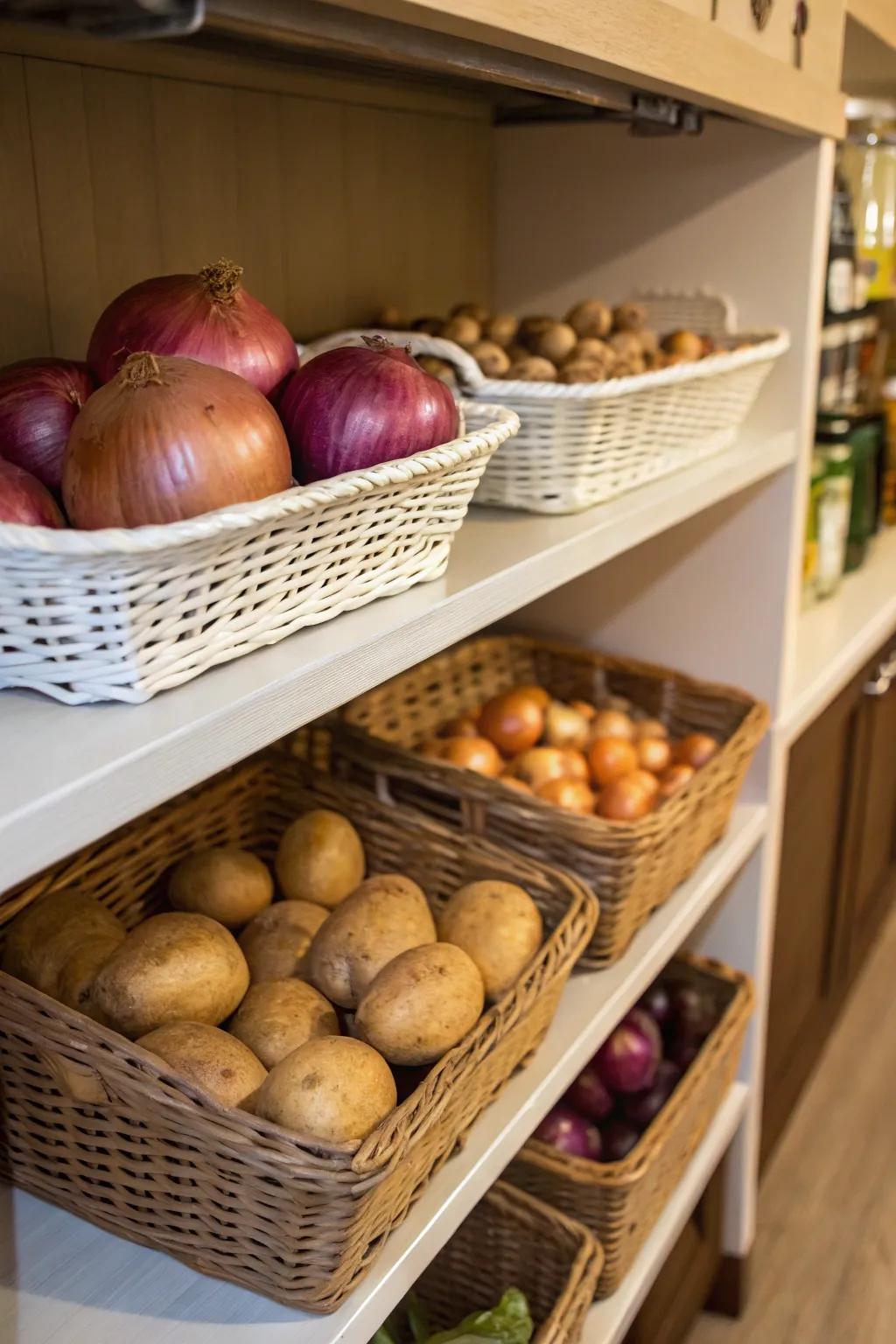 Under-shelf containers ingeniously exploit vertical space for storage purposes.