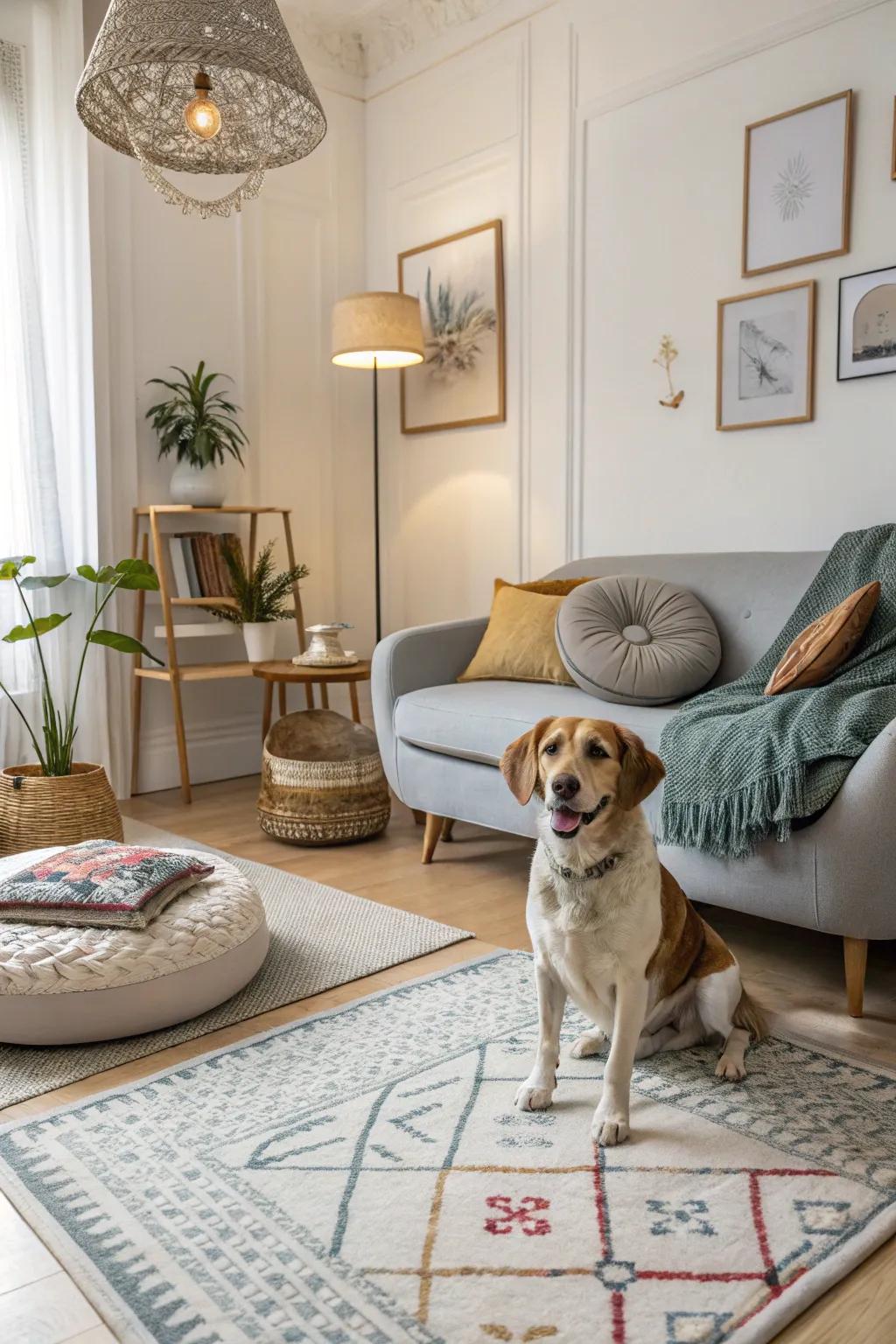 Pet-friendly materials for a chic and easy-to-care-for dog room.